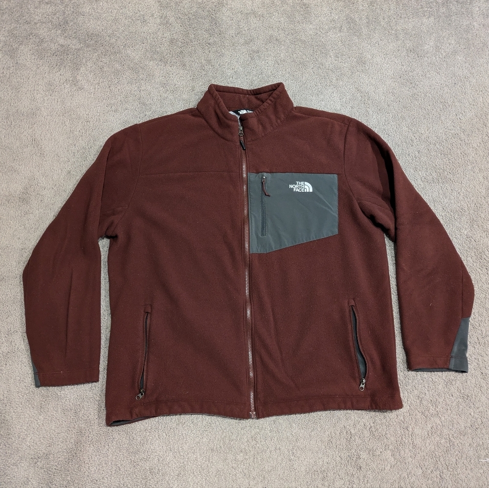 The North Face Mens Sherpa Lined Full Zip Timber Fleece Jacket Sz XXL Brick Red